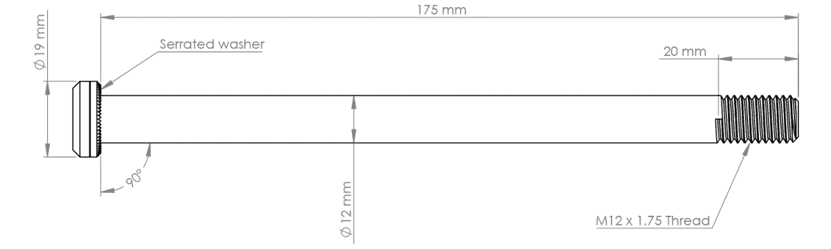 Burgtec Rear Axle - 12 x 174 (M12 x 1.75)