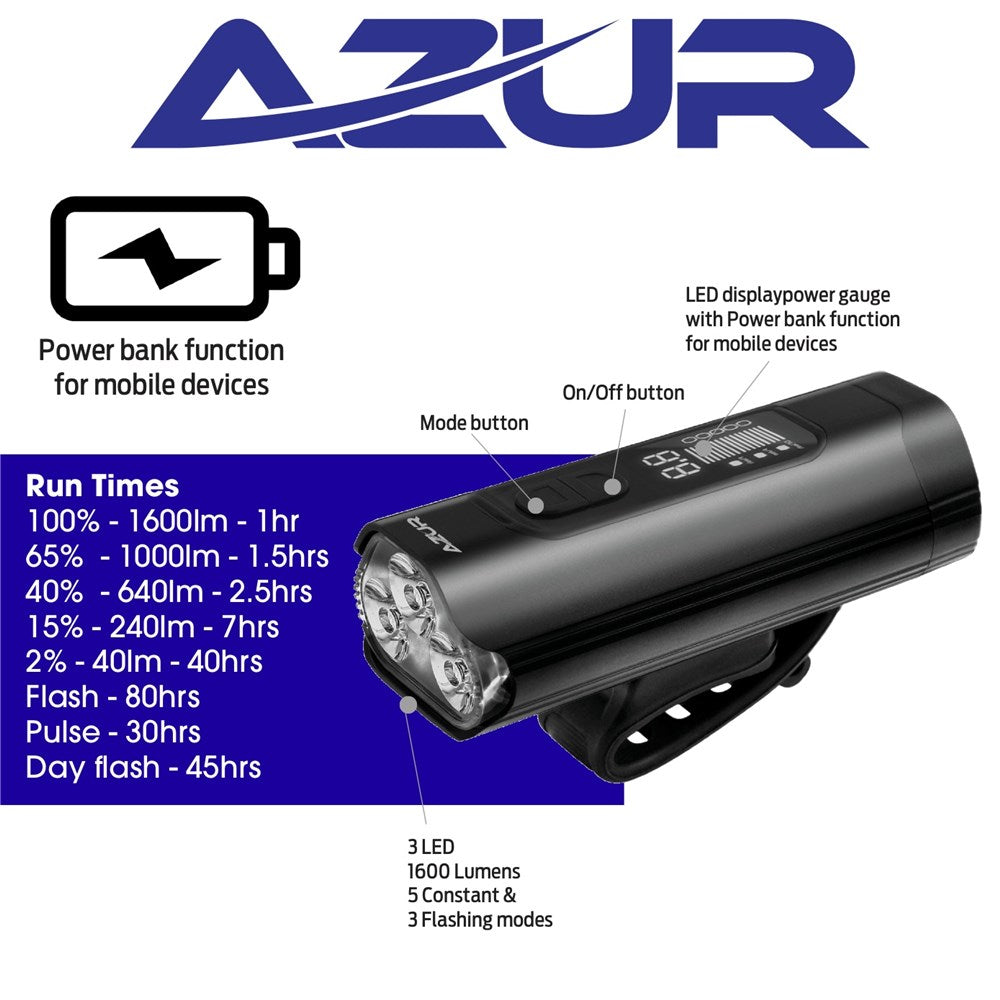 Azur Polix with power bank - 1600 Lumens
