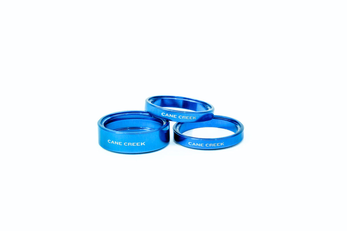 Cane Creek Interlok Headset Spacers in Kit (2 x 5mm + 1 x 10mm) - Blue