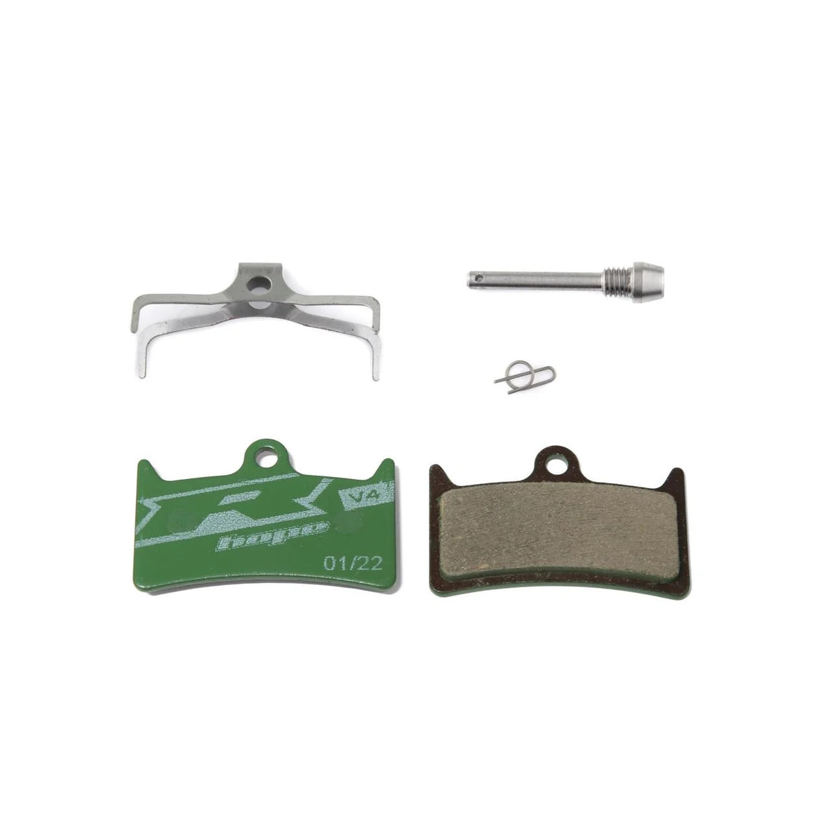 Hope racing brake pads in green for V4