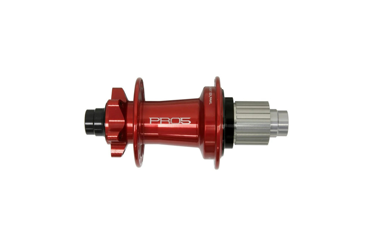 Hope PRO 5 6 Bolt rear hub in Red with Shimano Micro Spline freehub