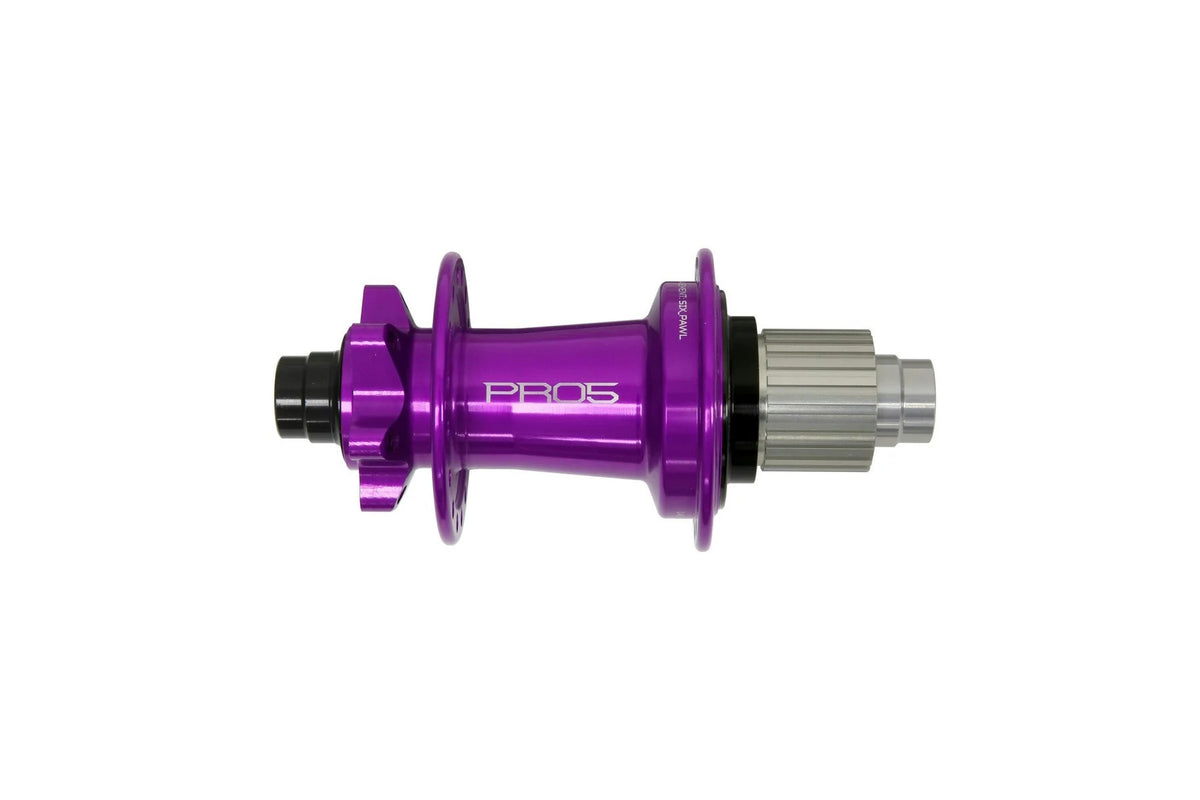 Hope PRO 5 6 Bolt rear hub in Purple with Shimano Micro Spline freehub