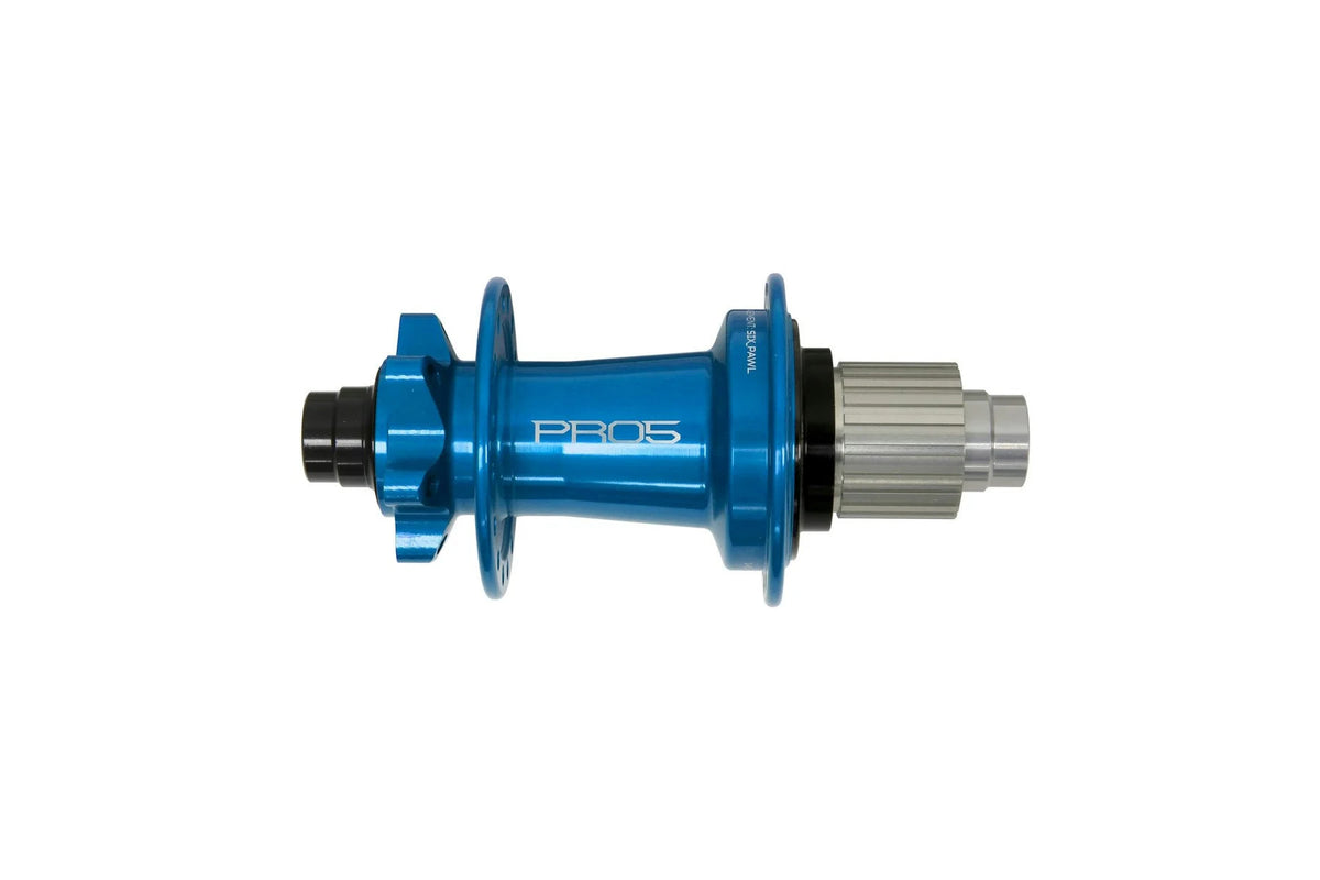 Hope PRO 5 6 Bolt rear hub in Blue with Shimano Micro Spline freehub