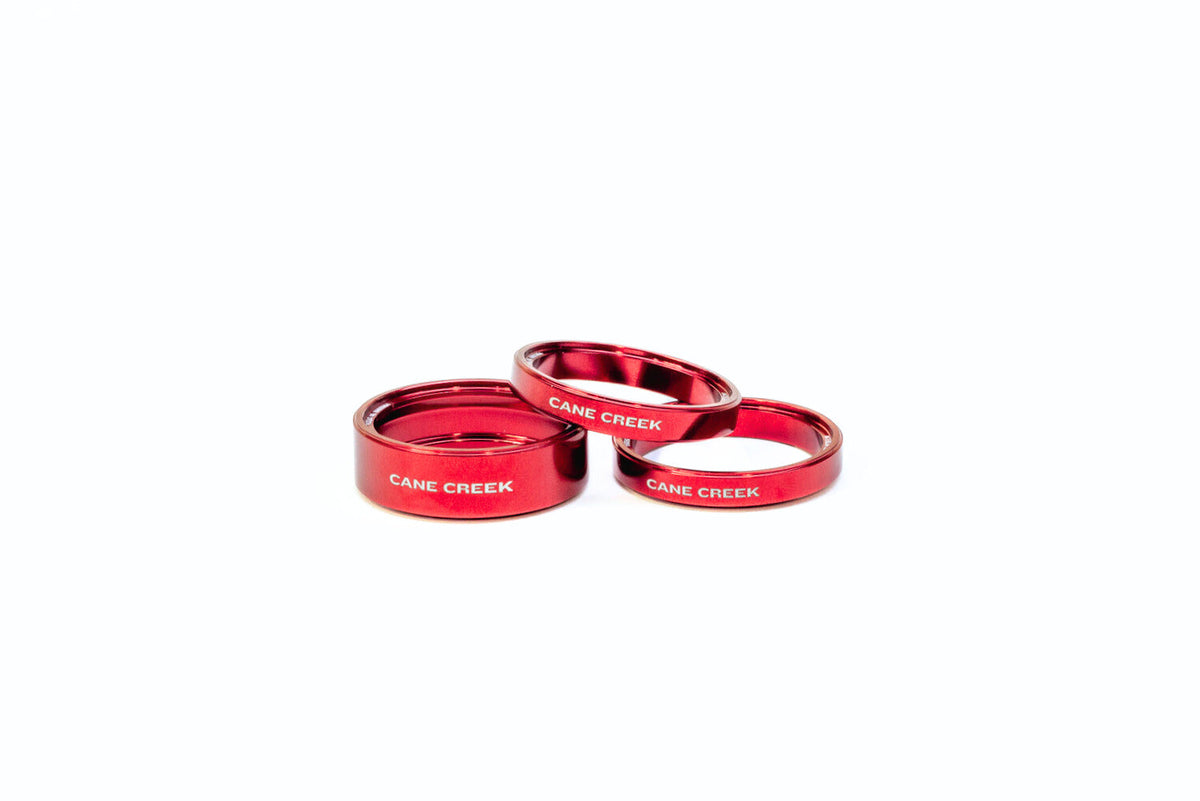 Cane Creek Interlok Headset Spacers in Kit (2 x 5mm + 1 x 10mm) - Red