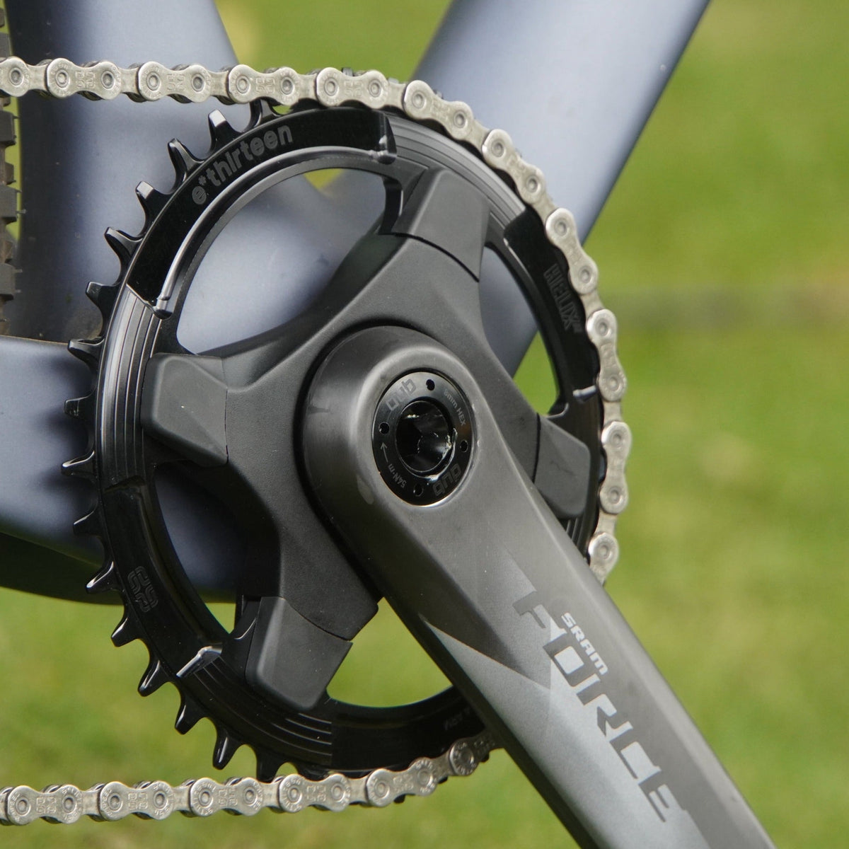 e*thirteen Helix Race 107 BCD gravel chainring on a bike
