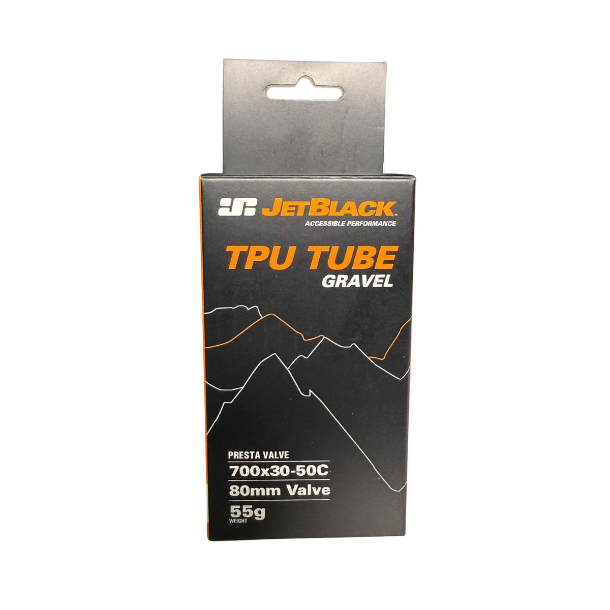 JetBlack TPU gravel tube packaged