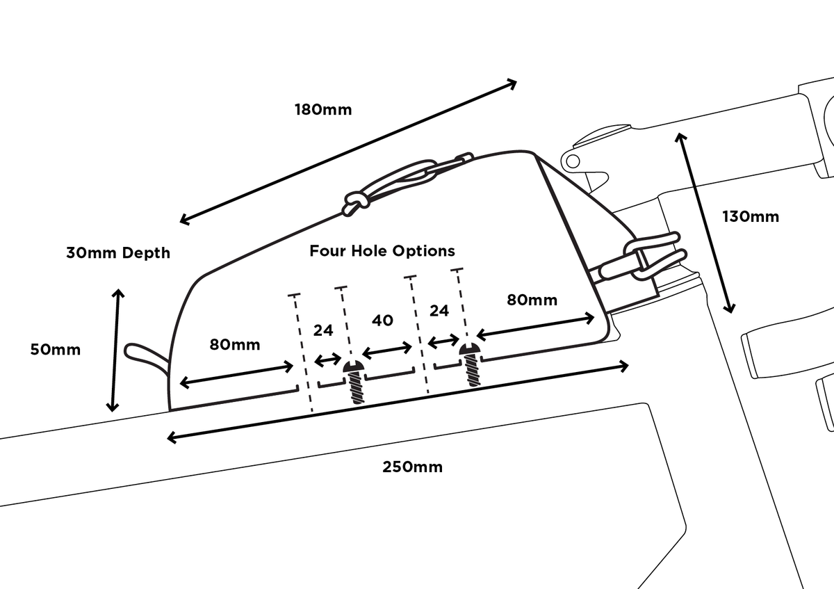 Restrap Bolt-On Top Tube Bag size guide