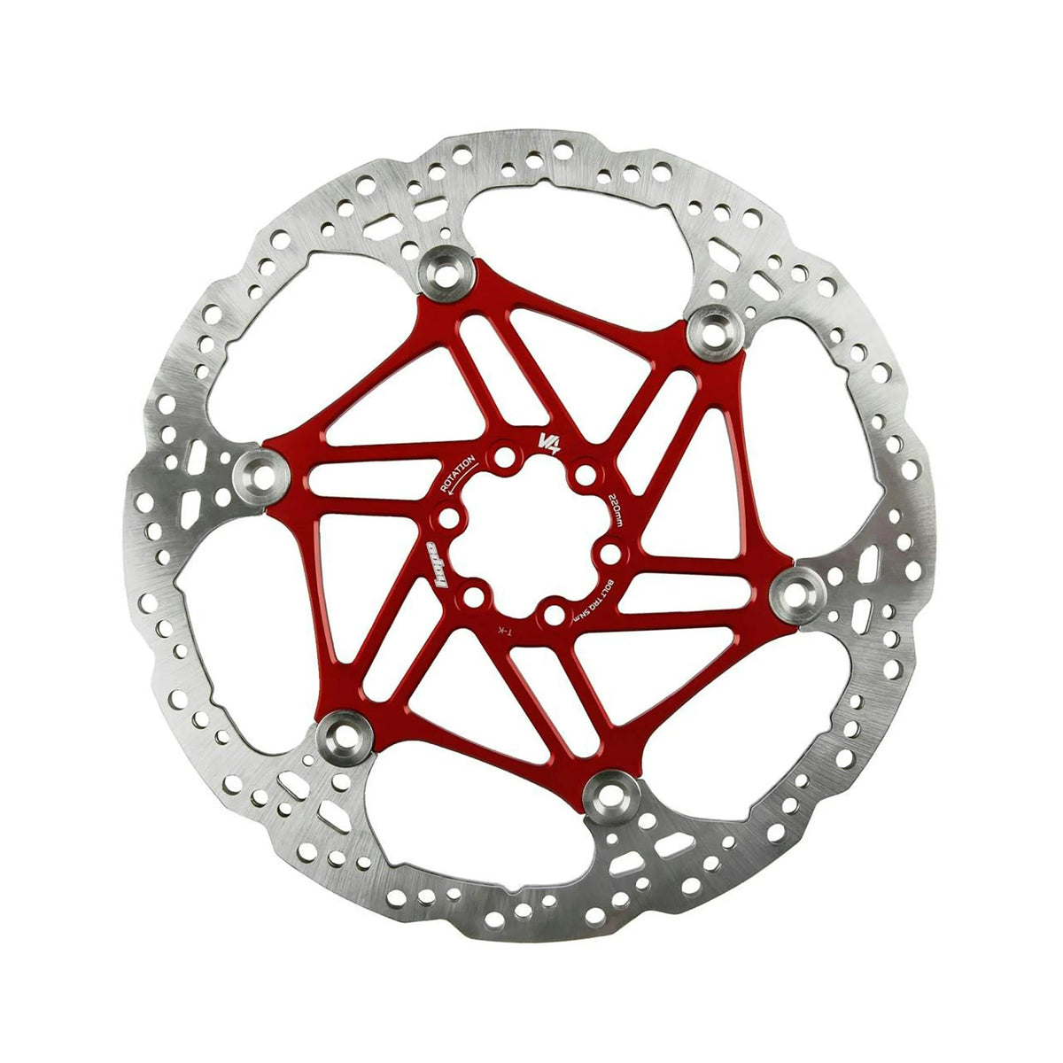 Hope Floating V4 vented disc rotor in Red