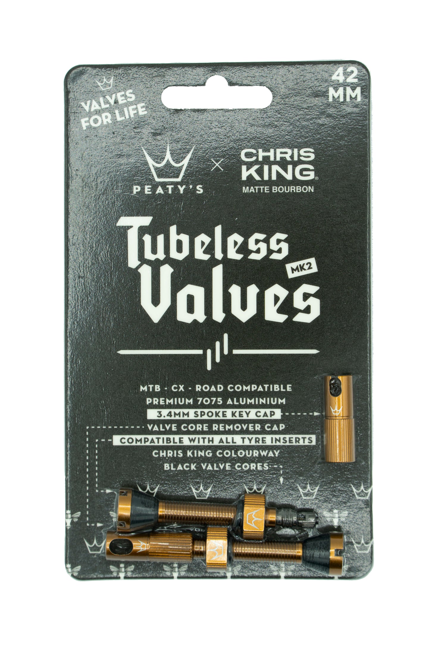 Peaty's Chris King Tubeless valves MK2 Bourbon - 42mm