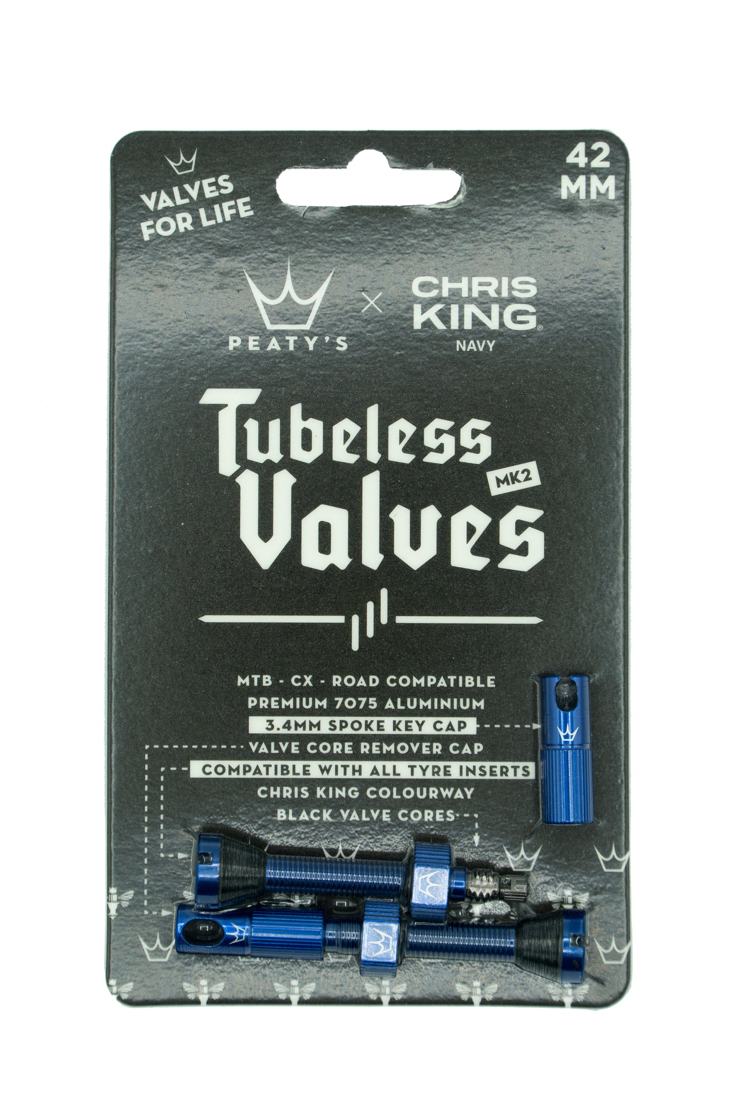 Peaty's Chris King Tubeless valves MK2 Navy Blue - 42mm