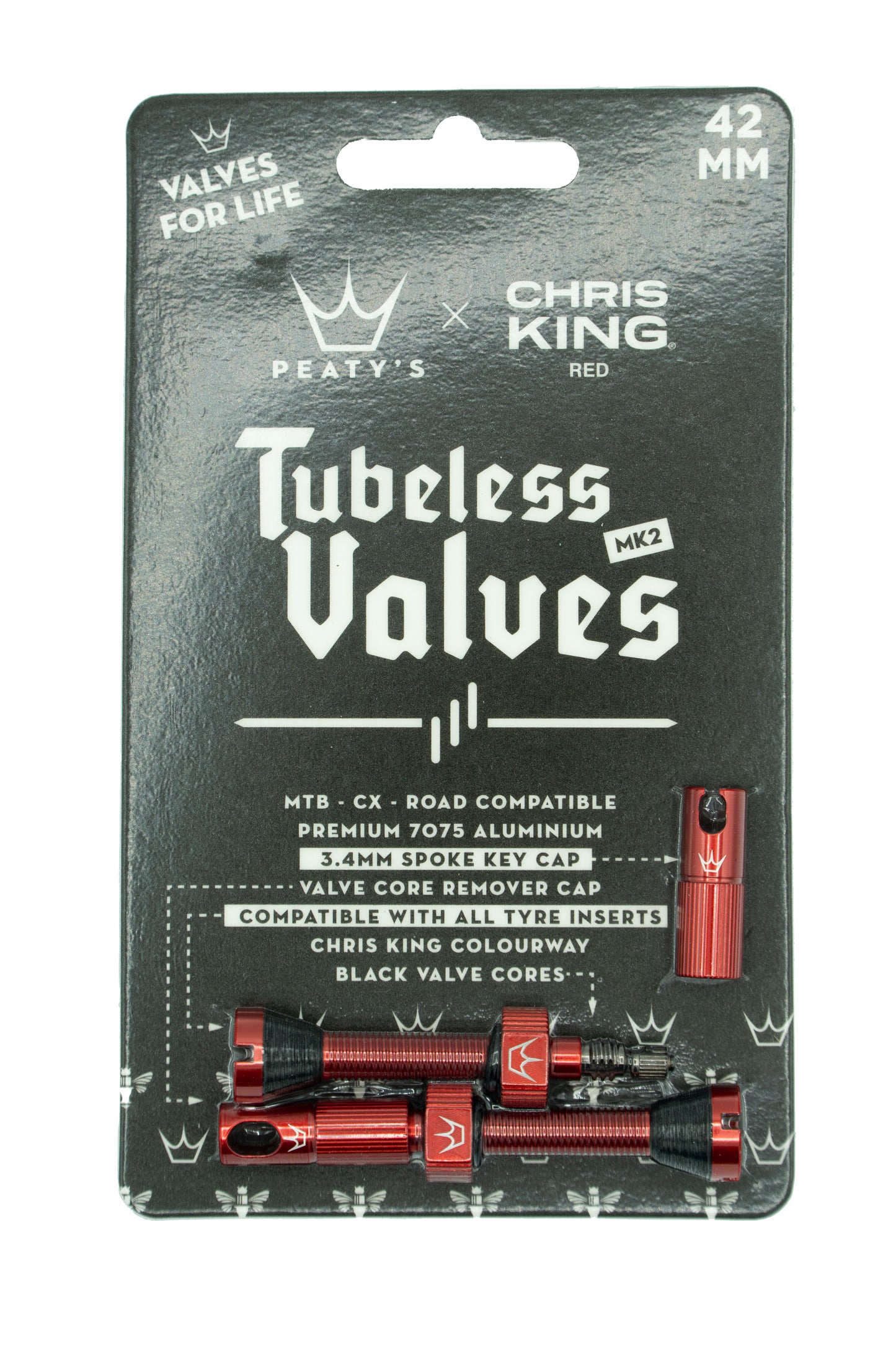 Peaty's Chris King Tubeless valves MK2 Red - 42mm