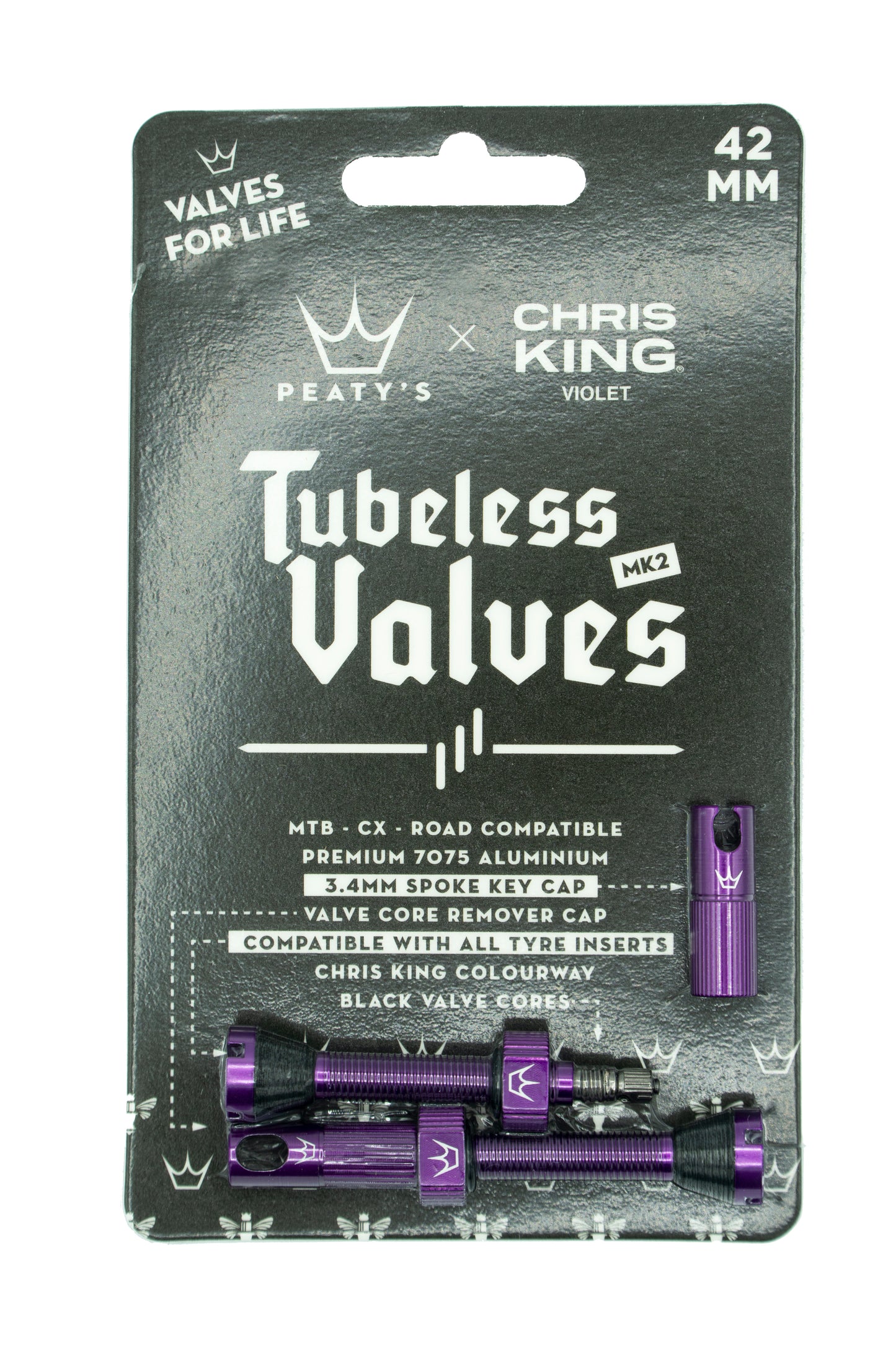 Peaty's Chris King Tubeless valves MK2 Violet - 42mm