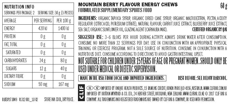 CLIF BLOKS Energy Chews - Mountain Berry